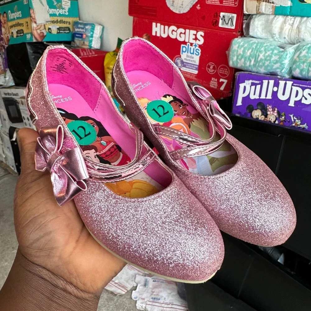 Disney Princess Toddler Girl Mary Jane Heels Costume Shoes Size 12 Pink Glitter